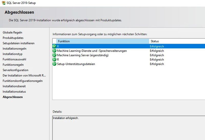 Erfolgreiche Installation von R auf einem SQL-Server. (Bild: Joos / Microsoft)