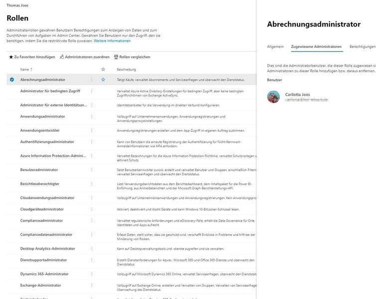 Verwalten von Rollen und deren Mitgliedschaft in Office 365. (Thomas Joos / Microsoft)