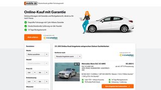 Seit einigen Wochen läuft der Test: Mobile.de ermöglicht Kunden den Onlinekauf von Autos. Den Bestand liefert Kooperationspartner Instamotion, über den auch Händler Fahrzeuge vermarkten können. (Bild: Mobile.de)