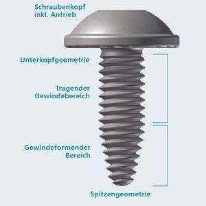 Aufbau einer Dünnblechschraube am Beispiel der Sheetite.(Bild:  Arnold Umformtechnik)