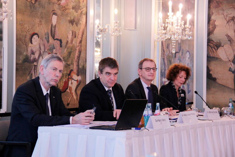 Gerhard Hein, Dr Heinz-Jürgen Prokop, Dr Wilfried Schäfer and Sylke Becker at the 2017's press conference of VDW in Frankfurt, Germany. (Stahl)