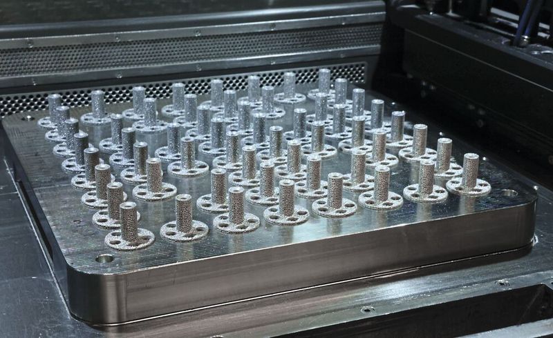 La construction de la cage osseuse et de la surface de l'implant est réalisée en 10 h 16 min par fusion laser. (Source : Mikron Tool)