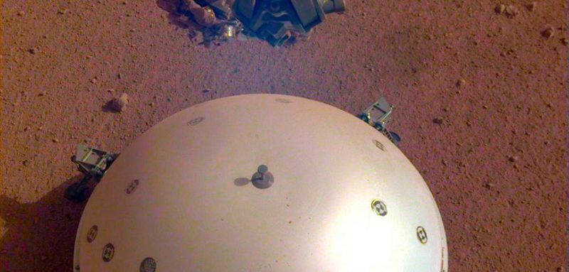 The Nasa Insight lander, which is supported by the UK Space Agency, has recorded its first likely ‘marsquake. (Nasa Insight)
