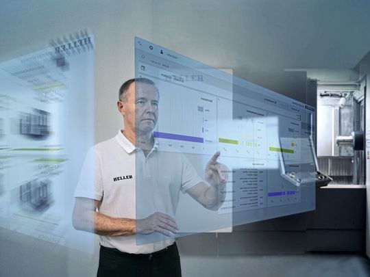 Mit dem «Heller Services Interface» werden Maschinenzustände, Prozesse und Potenziale transparent.(Bild:  Heller)