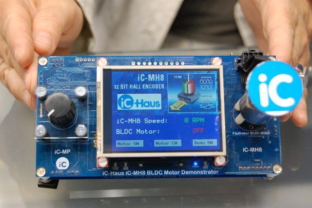 Demoaufbau für magnetischen Absolut-Encoder von iC-Haus, kann Motorapplikationen bis 120000 U/min unterstützen (Archiv: Vogel Business Media)