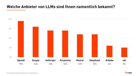 Am bekanntesten sind die LLM-Anbieter OpenAI, Google und Anthropic.(Bild:  Vier)