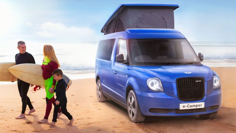 Klarer Einsatzzweck Freizeitmobil: der VN 5 mit Ausstelldach. (Bild: LEVC)