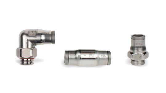 Parker Legris LF 3800 Steckverschraubung aus Edelstahl: Die Kombination aus geeigneten Werkstoffen, reinigungsfreundlichen Geometrien und glatten Oberflächen ermöglicht eine gründliche, schnelle Reinigung. (Bild:  Parker Hannifin)