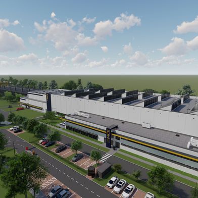 Visualisierung Produktionshalle in Nyíregyháza, Ungarn. (Bild: CÉH Tervező)