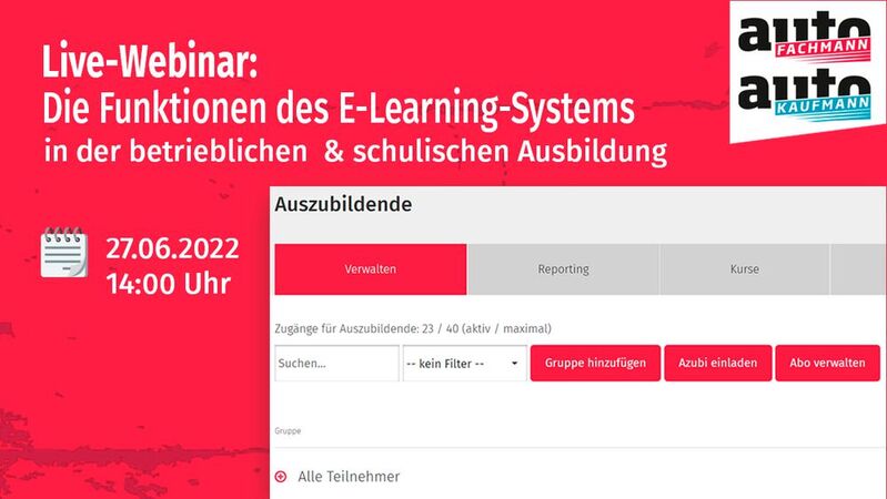 Das Webinar informiert über die Funktionen des E-Learning-Systems für Ausbilder und Lehrer.