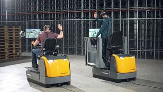Mehrere virtuelle Stapler in einer Simulation - kein Problem in der Sevensim-Anwendung. (Bild: Screenshot/Jungheinrich)