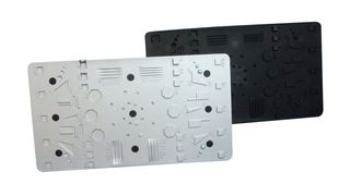 Parts with a structured surface. The left part features a zinc layer, and the pastics carrier on the right is made of PA6 unfilled. (IKV)