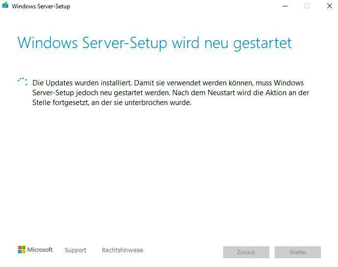 Neustart der Aktualisierung nach dem Update der Installationsdateien. (Microsoft / Joos)