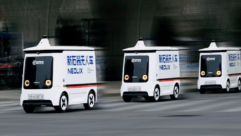 In China boomt die autonome Logistik. Hersteller von Robvans wie Neolix, Zelos oder Minieye schließen vermehrt Partnerschaften u.a. mit Lieferdiensten.(Bild:  Neolix)