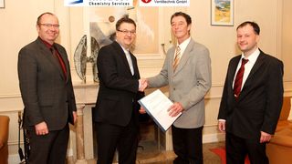 von links: Jürgen Dorsch (Leiter Marketing & Vertrieb, Geschäftsgebiet Technik), Patrick Muhlack (Leiter Mechanik- & EMSR-Werkstätten), Norbert Hock (Geschäftsführer Vetec Ventiltechnik GmbH), Frank Nolte (Leiter Außendienstbüro Krefeld) (Archiv: Vogel Business Media)