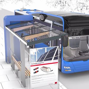 An den Haltestellen tanken die Busse in kurzer Zeit mit Ladeströmen von bis zu 900 A hohe Energiemengen.