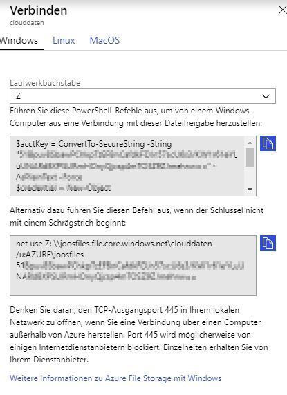 Arbeiten mit Azure Files: Verbinden von Dateifreigaben in Windows. (Thomas Joos / Microsoft)