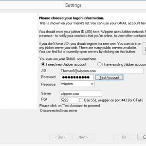 Abbildung 1: Bei der Installation von Wippien können Anwender auch ein neues Jabber-Konto anlegen. Auf Wunsch funktioniert auch die Anmeldung mit einem Google-Konto.