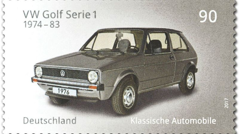 2017 würdigt die Post die erste Golf-Generation mit einer Briefmarke und nimmt den Wolfsburger ihre Serie „Klassische deutsche Automobile“ auf. Ein Modell, „dass die Mobilität in Deutschland nachhaltig prägte“, so ein Volkswagen-Sprecher. (Bild: Volkswagen AG)