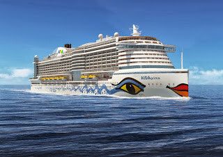 Turbolader und Azipod-Antriebe auf der AIDAprima sind von der ABB. Die AIDAprima, mit ihren 18 Decks, 300 Metern Länge und 116 500 Tonnen in Rostock der Öffentlichkeit vorgestellt. Ab 2015 sollen 3‘300 Menschen ihre Ferien an Bord in 1‘600 Kajüten, 13 Restaurants, 18 Bars, mehreren Theatern, Sportdecks und einem riesigen Spa verbringen. (Quelle: ABB)