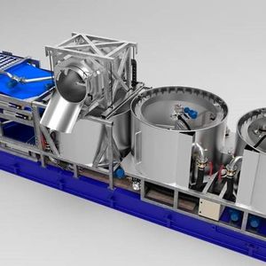 3D-Grafik der neuen Anlage von Sülzle Klein zur mobilen, platz- und stromsparenden Entwässerung von Teichschlämmen