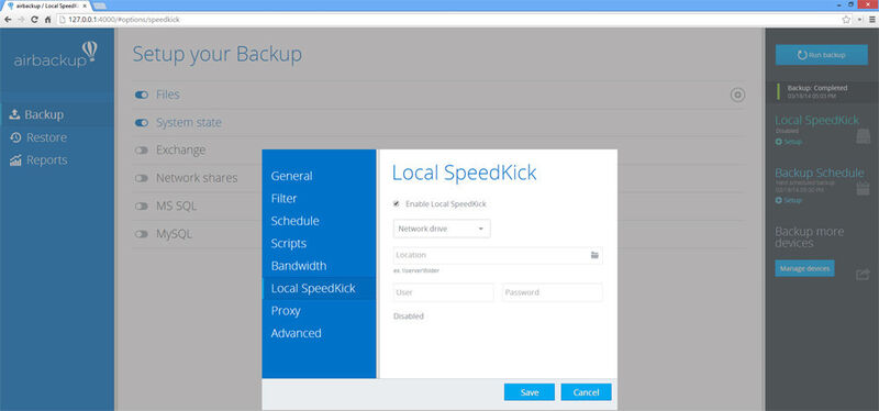 Mit Hilfe der Funktion Local Speedkick können Backup-Prozesse lokal ausgeführt und die Übertragung zu einem späteren Zeitpunkt durchgeführt werden. (Bild: Teamviewer)
