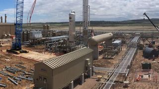Construction of Steamboat I, Meritage Midstream’s natural gas cryogenic processing plant in Wyoming’s Powder River Basin (Converse County).  (Business Wire)