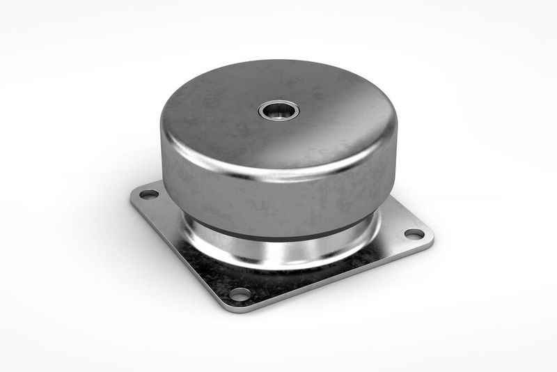 Im ersten Fall entkoppeln die für alle Umgebungen und Raumachsen geeigneten Schwingungsisolatoren vom Typ CM-VSC2-10-M10 den Wendelförderer wirksam von allen unerwünschten Vibrationen und sorgen für Ruhe. (Bild: ACE)