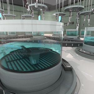 Materialchemie digitalisieren: In solchen Tanks sollen die Drohnen, aus einer Reihe von Basischemikalien synthetisiert, heranwachsen, wenn es nach den Forschern um Professor Lee Cronin geht.