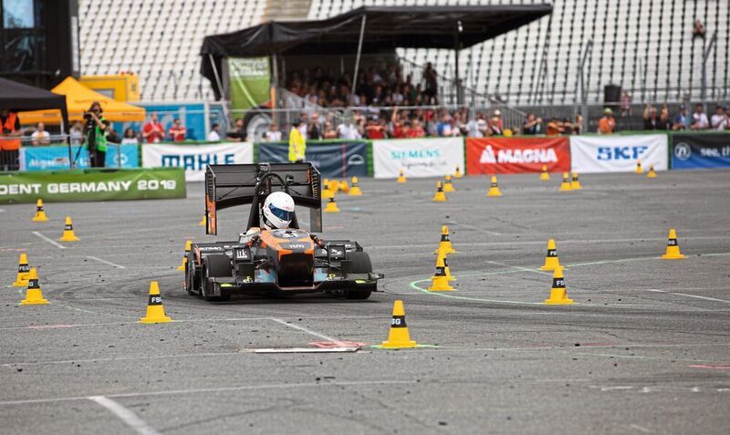 In der Kategorie Formula Student Electric (Elektro-Rennfahrzeuge) gewann das Team „TUfast Racing Team e-Technology“ der TU München. (FSG/Partenfelder)