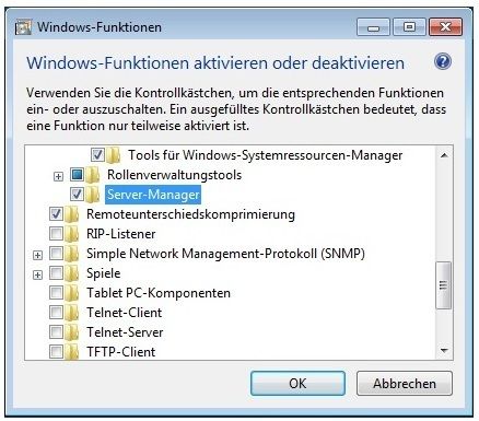 Abbildung 1: In der Systemsteuerung unter „Programme und Funktionen/Windows-Funktionen aktivieren oder deaktivieren“ wird der Server-Manager ausgewählt. (Archiv: Vogel Business Media)