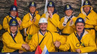 Representatives from Eurochem and Heilongjiang Beidahuang Farms signed the MoU at the Usolskiy mine. (Eurochem)