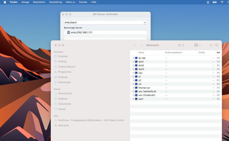 Verbindungsaufbau zu einem Server im Netzwerk von macOS aus. (Bild: Joos (Screenshot))