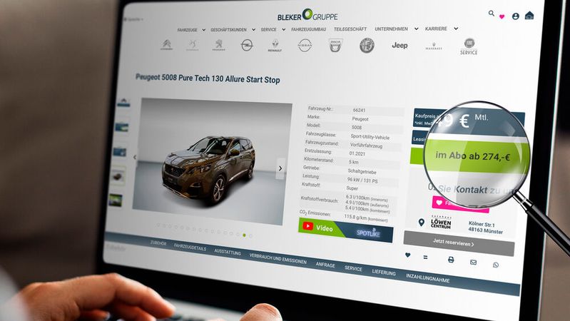 Die Bleker-Gruppe zählt zu den ersten Autohäusern, die über Vive la Car Gebrauchtwagen zum Abo auf der eigenen Website anbietet.