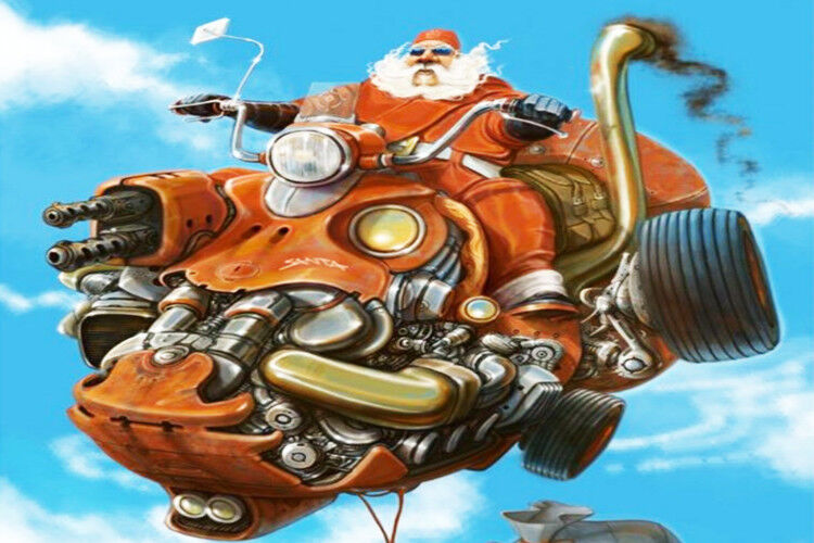 Dem Stau einfach entfliegen und zwischen den Wolken den rockigen Weihnachtsmann auf seinem Space-Bike in der Luft grüßen. Klingt unrealistischγ Ist es auch. (Foto: Burdisio)