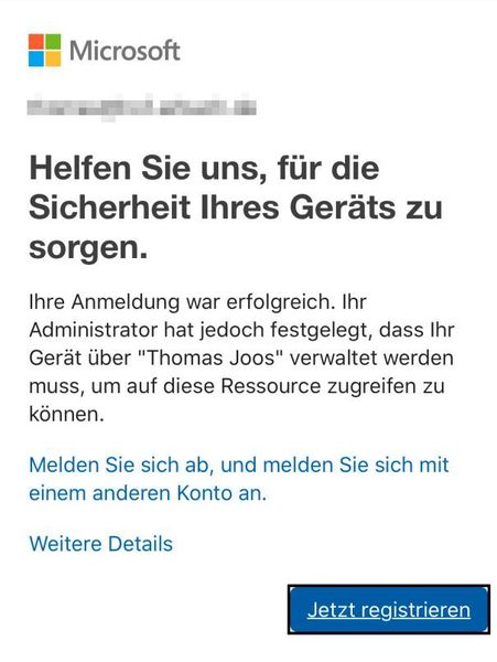 Smartphones werden in Office 365 registriert, um Sicherheitsrichtlinien umzusetzen. (Joos / Microsoft)