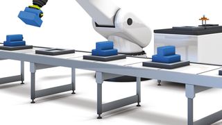 Die beiden Koppler des berührungslosen Übertragungssystems müssen nicht in einem Maschinenteil stecken. Dadurch ermöglichen sie neue Bewegungsabläufe, wie flexibler automatischer Werkzeugwechsel – zum Beispiel in der Robotik. (Bild: TE)