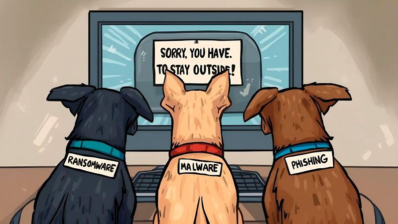 Datensicherheit in Unternehmen: Ransomware, Phishing und Malware sollten lieber draußen bleiben.(Bild:  Canva / KI-generiert)