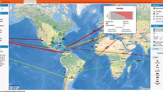 Leercontainertransporte: vorgeschlagene Seetransporte von und zu Häfen in Lateinamerika, aufbereitet in einer einheitlichen Umgebung. (Bild: IBM)