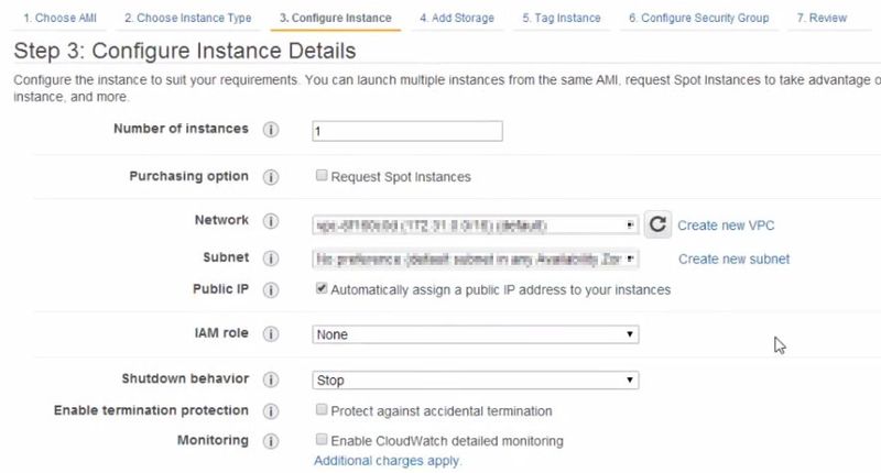 Abb. 6: Im Rahmen der Einrichtung lassen sich auch mehrere Instanzen mit gleicher Konfiguration erstellen und neue Instanzen an vorhandene Netzwerke anbinden. (Bild: Amazon Web Services)