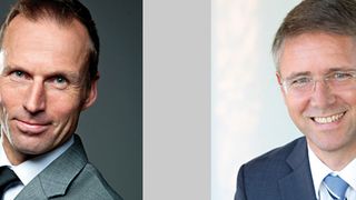 Jörg Grotendorst, Leiter Division E-Mobility (l.), und Bernd Stockmann, Leiter Division Pkw-Antriebstechnik der ZF Friedrichshafen, im Gespräch mit »Automobil Industrie«. (ZF Friedrichshafen)