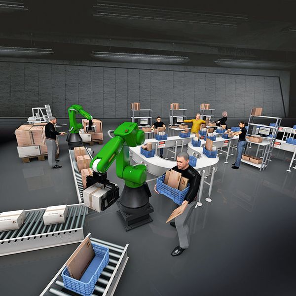 Mit einer Traglast von 35 kg kann der Roboter pausenlos Kisten oder Kartons palettieren. (Fanuc)