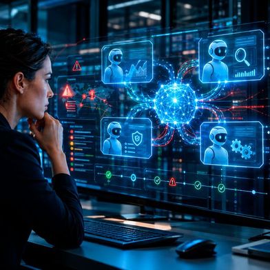 Autonome KI-Agenten stellen Security-Verantwortliche vor neue Aufgaben. Die sogenannten „Eset-KI-Technologien“ sollen künftig über das B2B-Portfolio hinweg Security-Teams bei der Erkennung und Bearbeitung von Sicherheitsvorfällen unterstützen.  (Bild: Dall-E / KI-generiert)