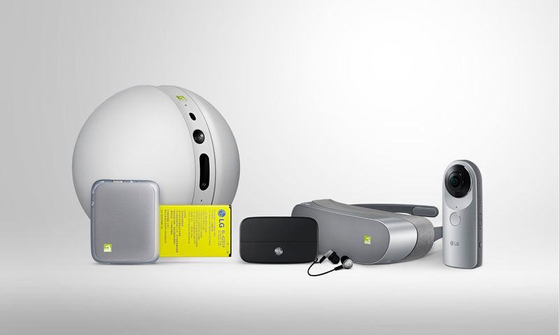 LG präsentierte neben dem eigentlichen Smartphone auch wechselbare Module und Zubehör, wie Sphärenkamera und 3D-Brille. (Bild: LG)