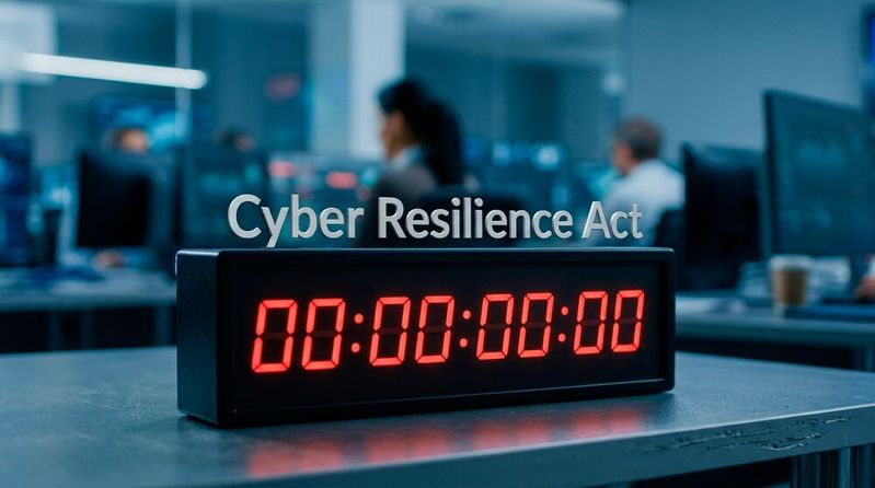 Trotz weitgehender Unwissenheit in der Wirtschaft über die konkreten Auswirkungen müssen Hersteller digitaler Produkte künftig aktiv ausgenutzte Schwachstellen binnen 24 Stunden nach den neuen Regeln des Cyber Resilience Acts melden.(Bild:  Gemini / Vogel IT-Medien GmbH / KI-generiert)