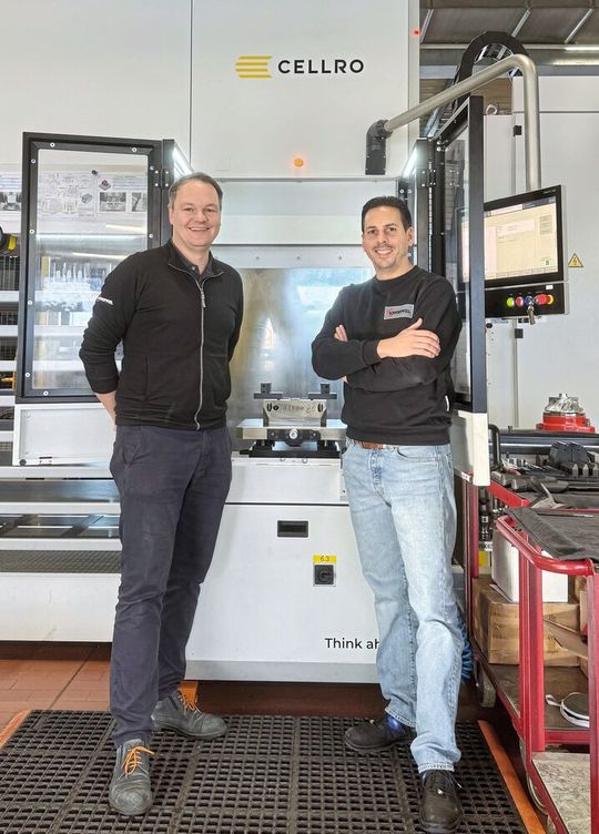 Gemeinsam mit Schunk haben Thomas Dietsche (li.), CEO von Knoepfel, und Michael Rutz, Leiter Produktion & Fertigung, noch für jede Anwendung eine Werkstückspannlösung gefunden.(Bild:  Knoepfel AG)