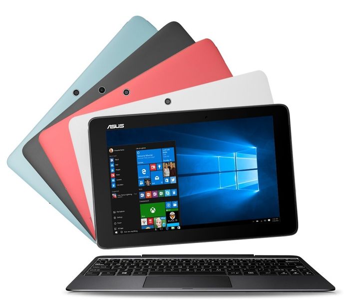 Das Cherry-Trail-Tablet von Asus ist in verschiedenen Farben lieferbar. Der Touchscreen des Windows-10-Rechners liefert die WXGA-Auflösung mit 1280 x 800 Pixel. (Bild: Asus)