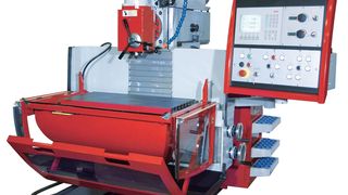 Als wesentliche Neuerungen der Universalfräsmaschine Emcomill C 40 Linear nennt der Hersteller den größeren Arbeitsbereich in X, Y und Z von 450, 350 und 400 mm sowie die stufenlose Drehzahlregelung mit einem elektrisch geschalteten Zweiganggetriebe. (Archiv: Vogel Business Media)