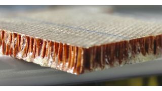 The composite material made of epoxy and glass fibers not only protects against flames but is also fully recyclable. (Source: Empa)