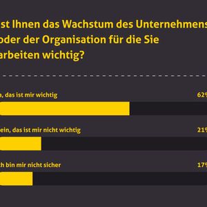 62 Prozent ist das Wachstums des Arbeitgebers wichtig.